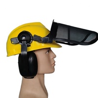 Casque de sécurité industriel réglable en PP de type V pour tronçonneuse forestière, avec écran facial en maille de fer et protège-oreilles, 4 points de suspension