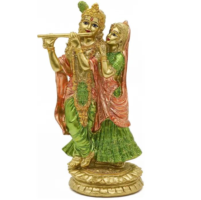 Patung meja rumah dewa religius India Resin seruling dan dewi