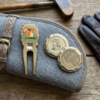 Outil de réparation de divots de golf personnalisé en alliage de zinc, ensemble marqueur de balle avec bord martelé, cuivre antique, émail souple, logo de club gravé, vente en gros