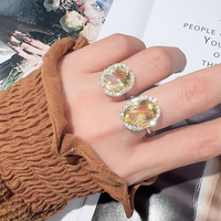 Bague en argent sterling S925 haut de gamme avec pierres précieuses naturelles citrine et améthyste, design de niche, grande taille de carat, pour femme, à porter sur l'index