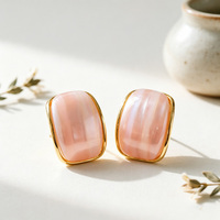 Juego de Joyería Unisex PuYing al por Mayor, Chapado en Oro de 18K, Aros Gruesos con Incrustaciones Opalescentes, Joyería de Moda para Aniversario