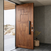 Pintu Masuk Pivot Aluminium Tahan Air Ukuran Besar Kustom dengan Finishing Motif Kayu untuk Rumah Villa
