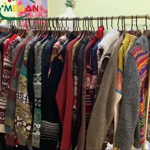 Megan Vintage Natal menggunakan sweater jelek Bales musim dingin Us wol rajutan baju bekas