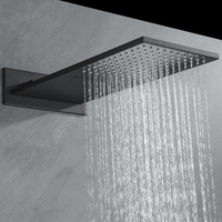 Luxe intégré mur pommeau de douche à main haute pression bain Eco colonne de douche mélangeur cuivre salle de bain douche ensemble noir laiton carré