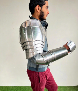 Armadura de Caballero Moderna de Acero Inoxidable Plateada, Pechera Completa con Protectores de Brazos, Estilo Gótico Medieval, Disfraz de Cosplay - Product Image 2