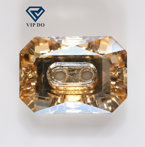 Factory Wholesale Price New Product Crystal Glass Octagon Cut Plated Bottom <strong>Button</strong> Double Hole Series K9 Crystal Rhinestone - Product Image 2