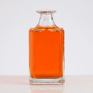 Top grade qualität quadratische form klar 750ml schnaps glas flasche für whiskey hersteller