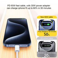 Cable de Datos USB-C a USB-C de Nailon de 1M, Cable Trenzado de Alta Calidad de 60W y 3 pies para Teléfono 17 15 16, Cables de Carga Rápida