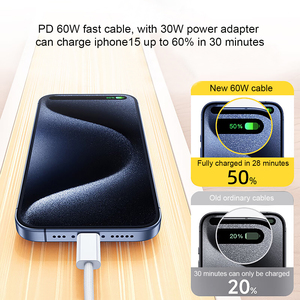 Câble de données USB-C vers USB-C en nylon 1M, câble tressé de haute qualité 60W 3ft pour téléphones 17 15 16, câbles de charge rapide - Product Image 6