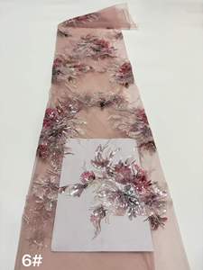 Tela de Tul Bordada con Lentejuelas Florales Azules y Plateadas, en Existencia, Envío Rápido, Malla de Lujo para Vestido de Noche o Boda - Product Image 2
