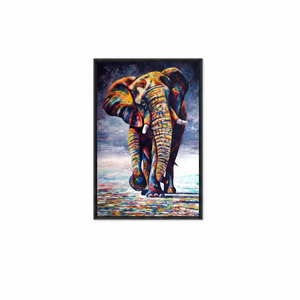 Printed Canvas: African Animal Print with Colorful Elephant Art,<b>BLACK</b> <b>FRAMED</b> CANVAS - Product Image 2