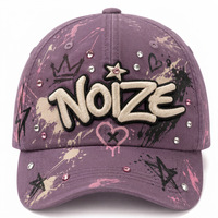 Gorra de Béisbol Vintage con Efecto Desgastado, 100% Algodón, Bordado 3D, Diseño de Grafiti, Unisex, Ajustable, Hebilla Metálica, OEM, MOQ Bajo
