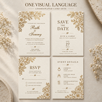Ensemble de papeterie florale Golden Line pour mariage, invitations personnalisées, cartes « Save the Date », cartes RSVP pour la décoration de la fête de mariage