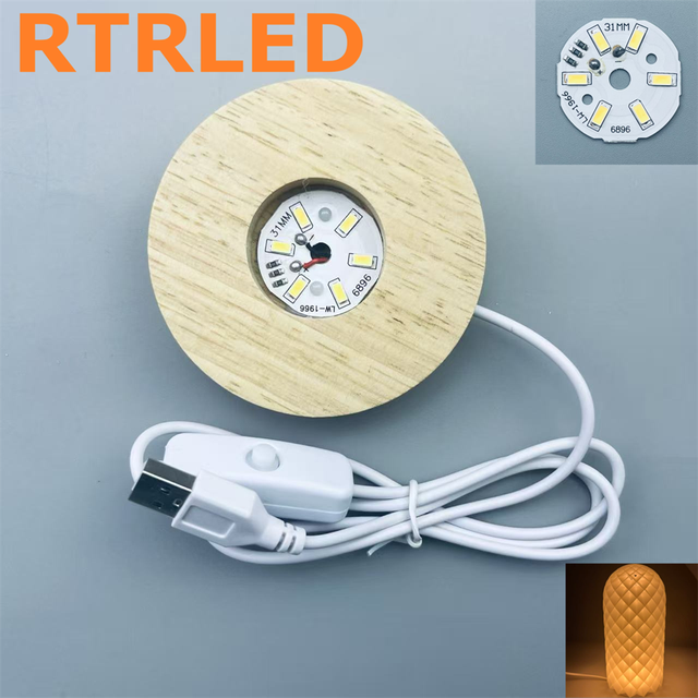 Personalized 3D Printed Saturn Crystal Lamp with 10CM LED Light Base, Warm White Wood Base Night Light Gift,3D Wooden Lamp