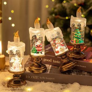New Christmas Decorations Creative Cartoon <b>Crystal</b> Ball Lights Falling Snow Candle Lights Ornament for Holiday - Product Image 1