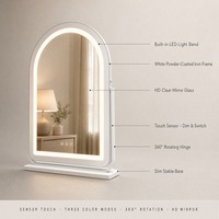 Miroir de Maquillage LED avec Bande Diffuseur, Verre Anti-Distorsion 30x40cm, Lumière Chaude, Naturelle, Froide, Pivotant à 360° pour Spa, Boutique, Hôtel