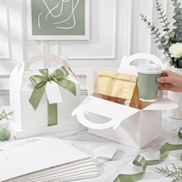 Boîte alimentaire en papier kraft blanc rouge orangé personnalisable, pliable, pour bonbons, biscuits, gâteaux, emballage simple, boîte à bonbons avec poignée