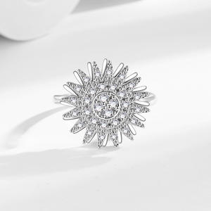 <b>Sunflower</b> Design Adjustable <b>Ring</b> Size Flexible Silver Plated Copper Cluster Open <b>Ring</b> Adjustable Size Wholesale Available - Product Image 3