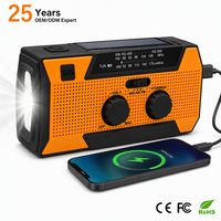 Radio meteorológica de emergencia al por mayor de 5000 mAh con carga solar y manivela para programas de asistencia en caso de desastre