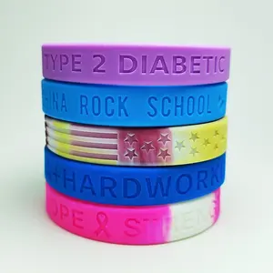 व्यक्तिगत debossed रबर कंगन कस्टम लोगो नक्काशी पदोन्नति अवतल सील 12mm सिलिकॉन Wristband