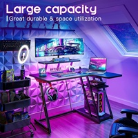 Bureau de jeu en forme de L, bureau de jeu pour gamer, table de jeu pour ordinateur avec éclairage RVB, échantillon gratuit