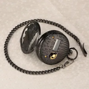 Montre de poche musicale Castle In The Sky, style steampunk antique noir, train rétro, pendentif musical, horloge de poche avec chaîne, nouveauté 2020 - Product Image 4