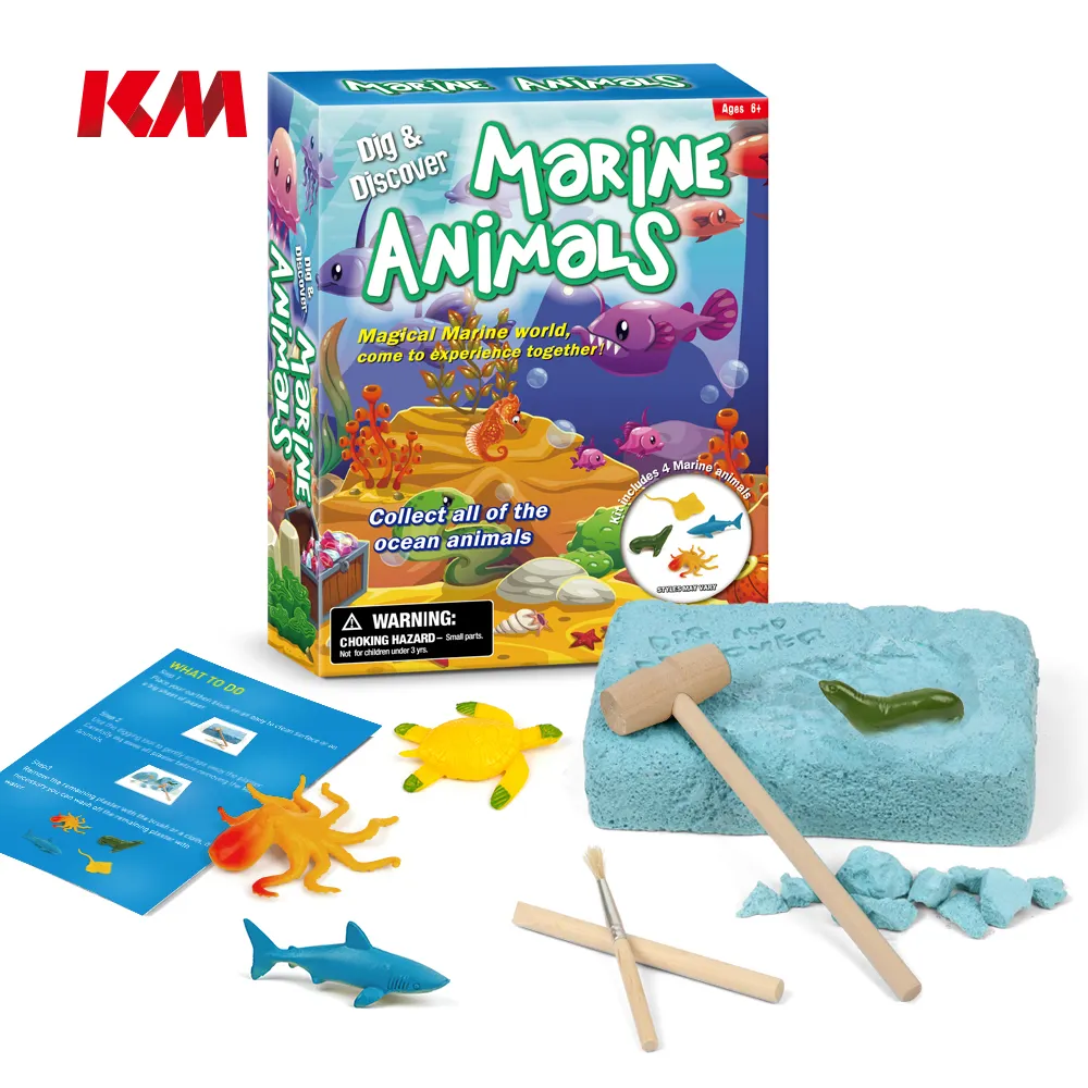 Juguetes Educativos de stem diy para niños, kit de excavación de animales marinos, juguetes ecológicos, 2021