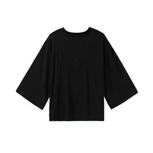 Lässiges Einfarbiges O-Ausschnitt Dreiviertelärmel Locker Sitzendes Atmungsaktives Gestricktes Basic-Oberteil für Damen Frühling T-Shirts - Product Image 1
