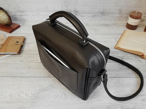 Sac à bandoulière en cuir noir personnalisé pour femmes, sac messager fait main, sac à main, cadeau pour elle - Product Image 2