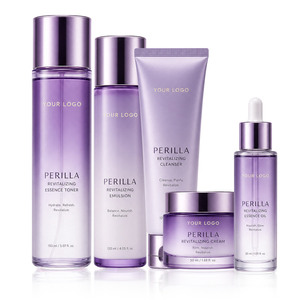Coffret soin visage anti-âge 5 pièces Polypeptide Perilla : crème, sérum, tonique, nettoyant, hydratant OEM - Product Image 1