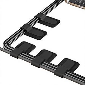 100 قطعة من أربطة الكابلات ذاتية اللصق القابلة للتعديل وإعادة الاستخدام من البولي فينيل كلوريد لتنظيم الأسلاك (أسود) - Product Image 1