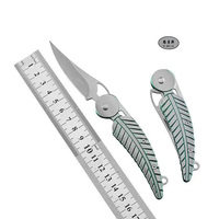 Couteau de poche pliable en forme de feuille-Mini couteau porte-clés en acier inoxydable poli miroir pour fruits et extérieur