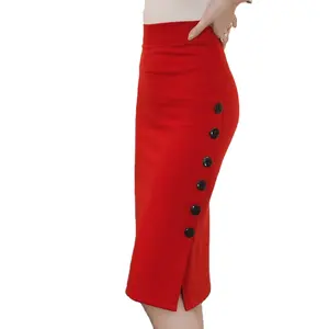 Sexy Women Summer Plus Size Office Skirts Office Bodycon Slim High Waist Stretch Pencil Mid-calf Skirt