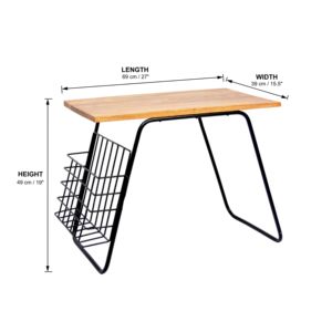 Table d'appoint de salon en bois avec dessus de table en bois et cadre en métal Table d'appoint de chambre avec porte-revues Sling meubles de maison - Product Image 6