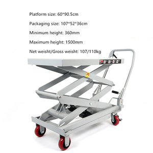 Plataforma Elevadora Hidráulica de Tijera, Soporte de Transmisión, 1.5 m, Capacidad de 500 kg, Mesa Elevadora Manual - Product Image 4