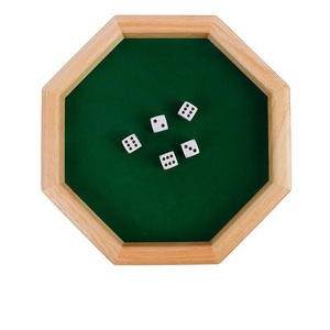 Plateau de roulement de dés en bois octogonal portable avec feutre pour jeux de société - Product Image 1