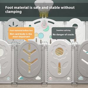 Parque de juegos infantil Meicao para interiores, valla protectora de oso, tapete de juego de plástico para gatear, características de parque de atracciones para el juego de los niños - Product Image 4