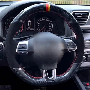 Protector personalizado para <span class=keywords><strong>volante</strong></span> de coche, ante negro para Volkswagen <span class=keywords><strong>Golf</strong></span> 6 GTI MK6 VW Polo GTI Scirocco R Passat CC r-line 2010 - Product Image 6