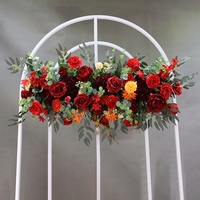 Susunan Bunga Artifisial untuk Pernikahan, Hiasan Dinding Floral Art, Latar Belakang Panggung, Bunga Sutra Plastik Panjang, Impor Luar Negeri