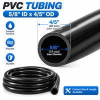 Tuyau en vinyle de 5/8 pouce de diamètre intérieur, 50 pieds, flexible, en PVC noir, pour l'irrigation des jardins, le transfert d'eau, les étangs, les fontaines, les pompes d'aquarium, le drainage