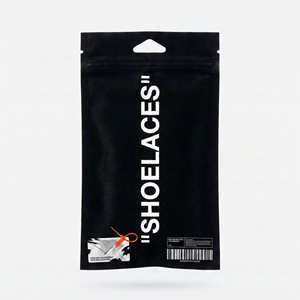 Pochette zippée personnalisée en Mylar noir mat doux au toucher, style déconstruction, avec trou triangulaire pour accrocher, pour emballage de lacets - Product Image 6