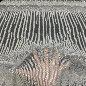 ハイエンド3/5mmスパンコール刺繍レース生地ビーズアップリケ付き高級伝統的なウェディングドレスビーズチューブ刺繍 - Product Image 2