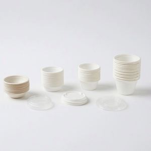 En promotion : Gobelet personnalisé jetable en bagasse de canne à sucre de qualité alimentaire, recyclable, avec couvercle pour sauce - Product Image 1