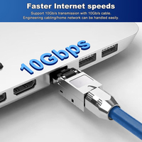 Connecteur Ethernet RJ45 blindé STP en alliage de zinc, 8 broches, montage sur panneau, sans outil, Cat8, prise modulaire sans micro-ondes ni outil