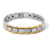 Mode élégante chaîne de main en acier inoxydable 18k plaqué or bijoux quantique titane bracelet de thérapie magnétique pour hommes