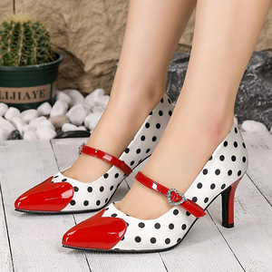 Zapatos de Vestir con Punta en Forma de Corazón y Correa Cruzada con Estampado de Lunares para Mujer, Estilo Nuevo, Bailarinas Planas para Primavera/Otoño/Invierno - Product Image 3