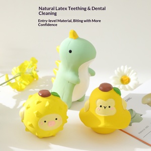 Jouet à mâcher interactif en latex couineur pour <span class=keywords><strong>chien</strong></span>, motif dinosaure de dessin animé, pour usage quotidien, pour chiens de petite/moyenne taille, nettoyage des dents et soulagement de l'ennui - Product Image 4