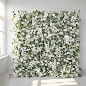 Mur de fleurs dégradé rouge à rose, panneau floral mixte, style romantique pour toile de fond de mariage et d'événements nuptiaux - Product Image 5
