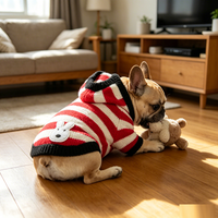 Nouveauté : Sweat à capuche rayé pour chien, tricot côtelé, tenue chaude pour petits chiens, hiver