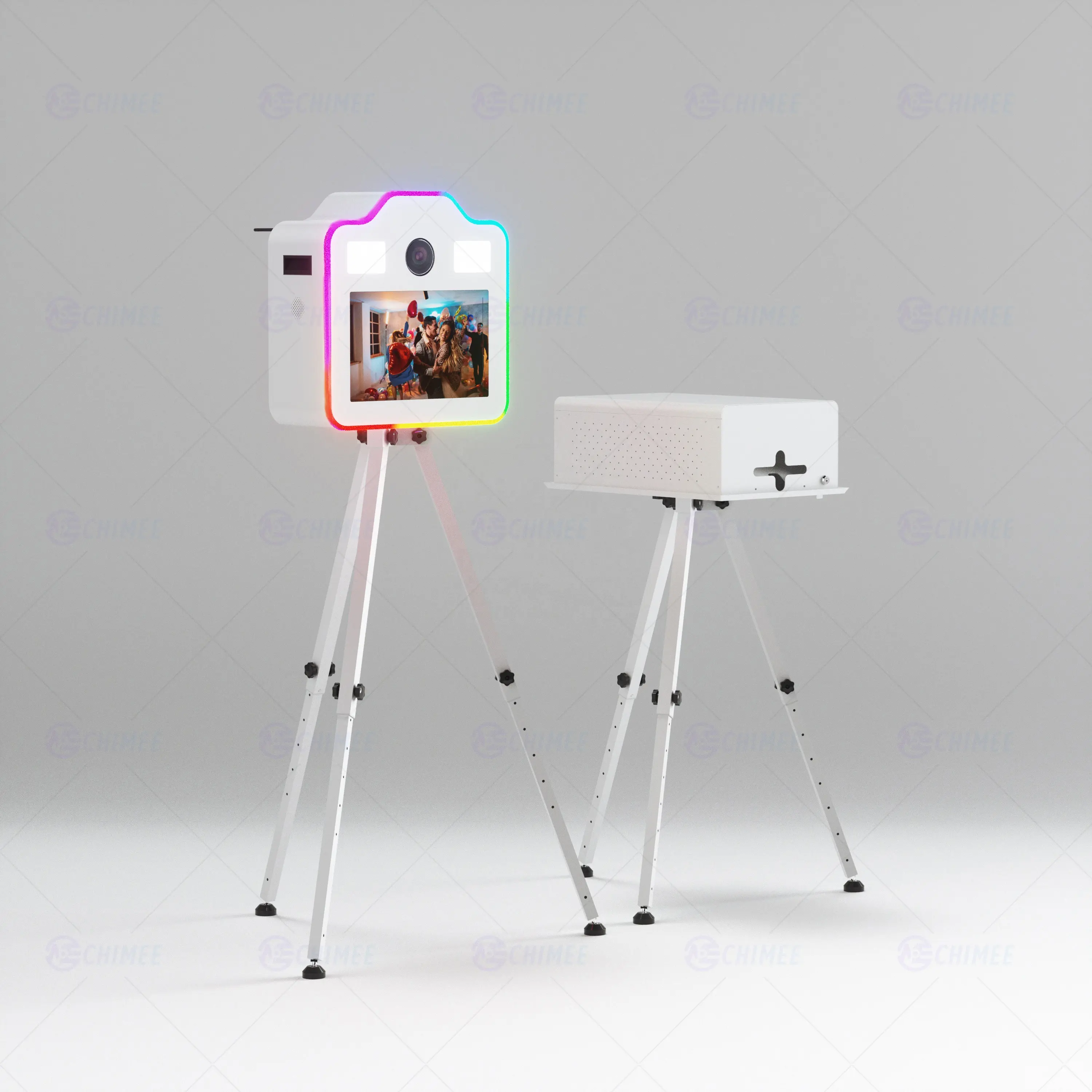 Máquina de foto cabine com tela sensível ao toque LCD de 15,6 polegadas para festas, quiosque digital de selfie, cabine fotográfica ao ar livre, estojo de metal